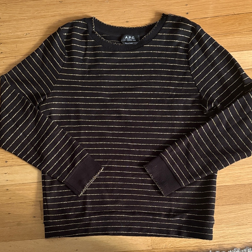 A.P.C. Black and Gold Striped Sweater